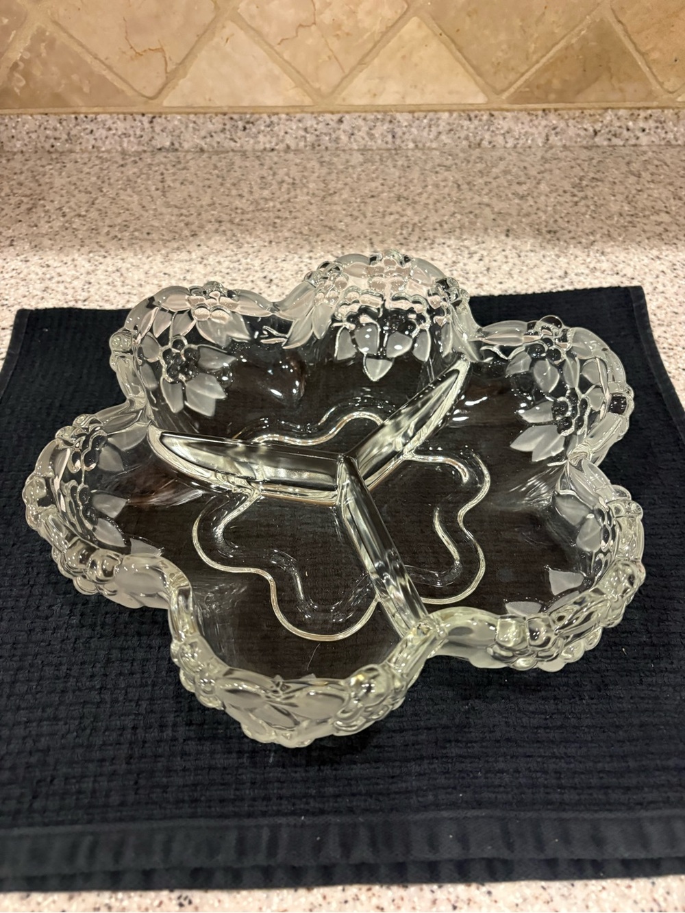 Vintage Mikasa Carmen Pattern Heavy Crystal Divided Serving Bowl